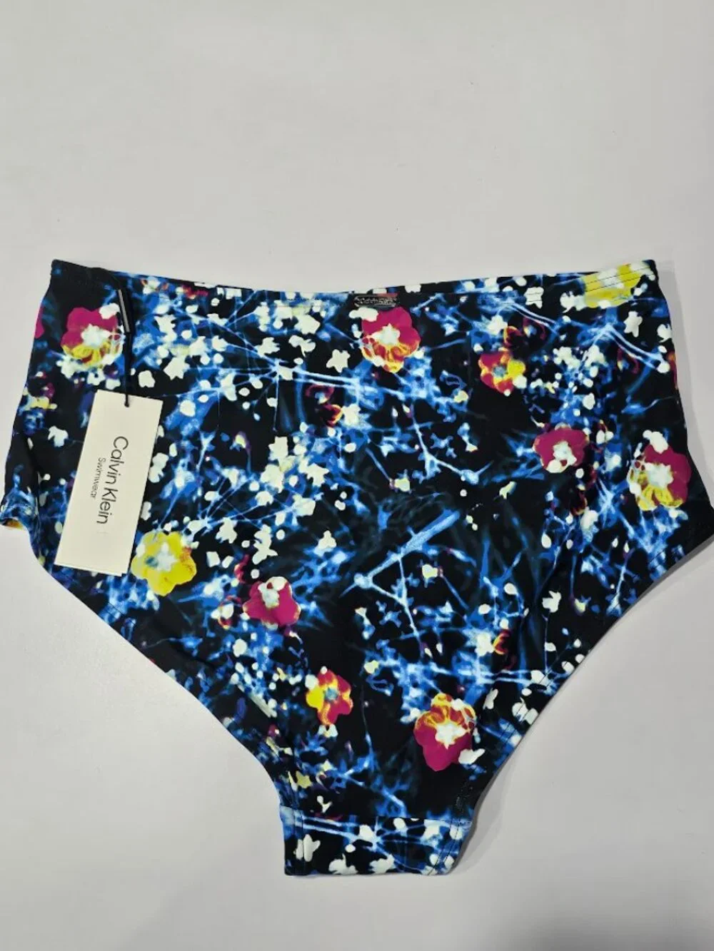 Calvin Klein Printed High-Waist Draped-Front Tummy-Control Swim Bottoms